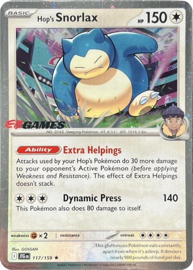 Hop's Snorlax (117/159) (EB Games) (Cosmos Holo) [Scarlet & Violet: Journey Together] - Pokémon - Card Brawlers | Quebec | Canada |