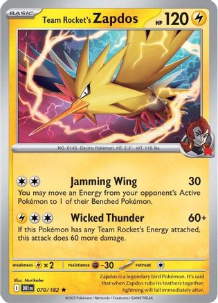 Team Rocket's Zapdos (070/182) [Scarlet & Violet: Destined Rivals] - Pokémon - Card Brawlers | Quebec | Canada |
