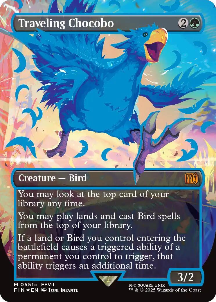 Traveling Chocobo (Borderless) (Neon Ink Blue) [FINAL FANTASY] - Magic: The Gathering - Card Brawlers | Quebec | Canada |