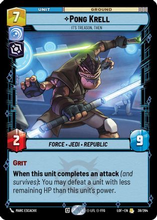 Pong Krell - It's Treason, Then (38/264) (38/264) [Legends of the Force] - Fantasy Flight Games - Card Brawlers | Quebec | Canada |
