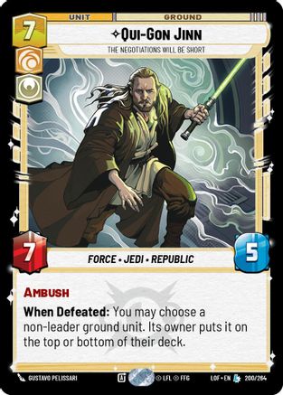 Qui-Gon Jinn - The Negotiations Will Be Short (200/264) (200/264) [Legends of the Force] - Fantasy Flight Games - Card Brawlers | Quebec | Canada |