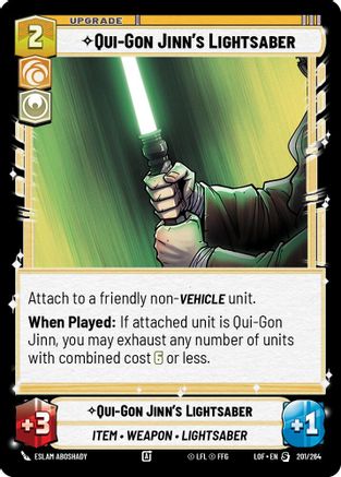 Qui-Gon Jinn's Lightsaber (201/264) (201/264) [Legends of the Force] - Fantasy Flight Games - Card Brawlers | Quebec | Canada |