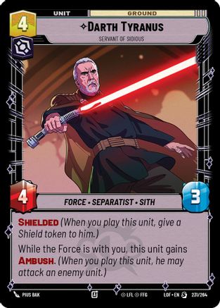 Darth Tyranus - Servant of Sidious (231/264) (231/264) [Legends of the Force] - Fantasy Flight Games - Card Brawlers | Quebec | Canada |