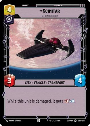 Scimitar - Sith Infiltrator (233/264) (233/264) [Legends of the Force] - Fantasy Flight Games - Card Brawlers | Quebec | Canada |