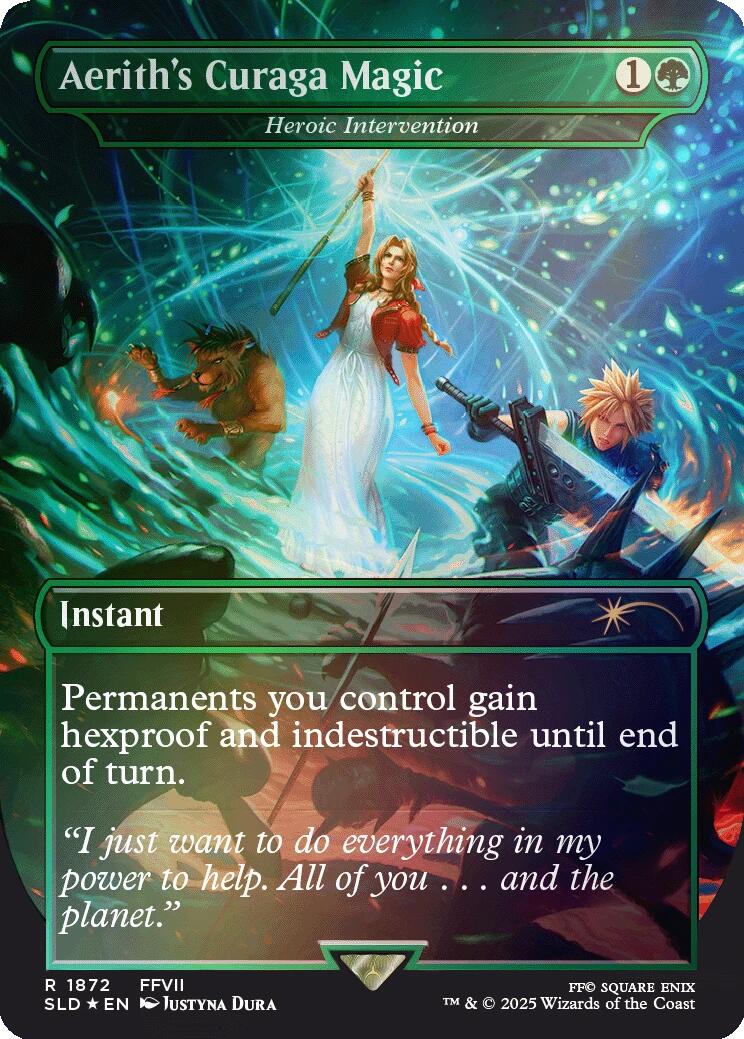 Aerith's Curaga Magic - Heroic Intervention (Rainbow Foil) [Secret Lair Drop Series] - Magic: The Gathering - Card Brawlers | Quebec | Canada |