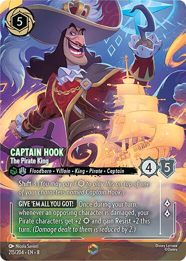 Captain Hook - The Pirate King (Enchanted) (215/204) [Reign of Jafar] - Disney - Card Brawlers | Quebec | Canada |
