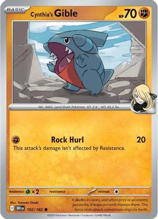 Cynthia's Gible (102/182) [Scarlet & Violet: Destined Rivals] - Pokémon - Card Brawlers | Quebec | Canada |