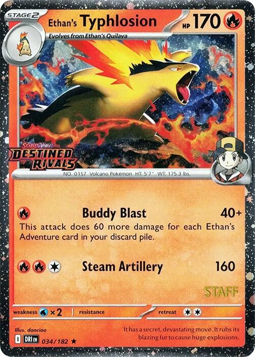 Ethan's Typhlosion (034/182) (Prerelease Staff) [Scarlet & Violet: Destined Rivals] - Pokémon - Card Brawlers | Quebec | Canada |