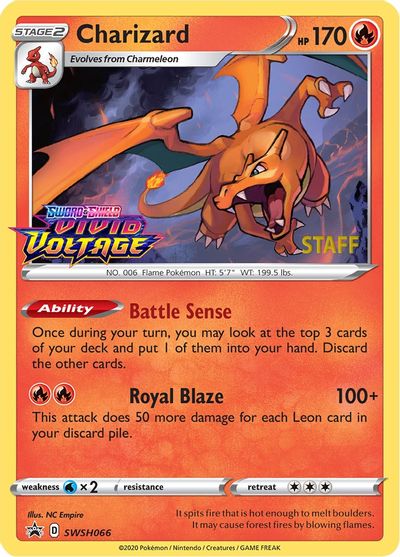 Charizard (SWSH066) (Staff Prerelease Promo) [Sword & Shield: Black Star Promos] - Pokémon - Card Brawlers | Quebec | Canada |