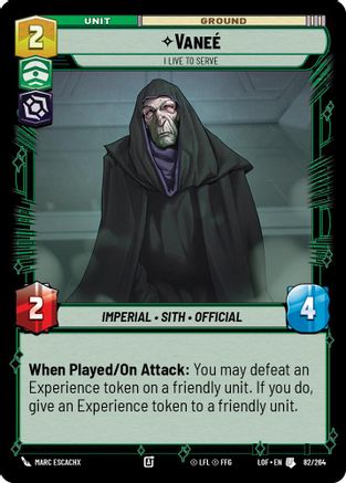 Vanee - I Live to Serve (82/264) (82/264) [Legends of the Force] - Fantasy Flight Games - Card Brawlers | Quebec | Canada |