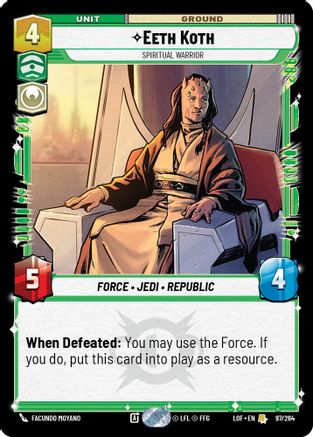 Eeth Koth - Spiritual Warrior (97/264) (97/264) [Legends of the Force] - Fantasy Flight Games - Card Brawlers | Quebec | Canada |