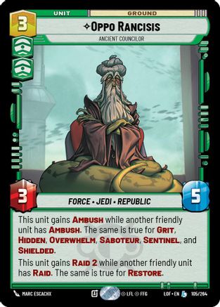 Oppo Rancisis - Ancient Councilor (105/264) (105/264) [Legends of the Force] - Fantasy Flight Games - Card Brawlers | Quebec | Canada |