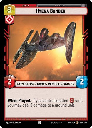 Hyena Bomber (158/264) (158/264) [Legends of the Force] - Fantasy Flight Games - Card Brawlers | Quebec | Canada |