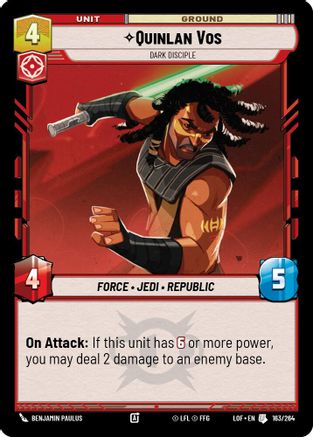 Quinlan Vos - Dark Disciple (163/264) (163/264) [Legends of the Force] - Fantasy Flight Games - Card Brawlers | Quebec | Canada |