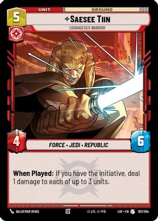 Saesee Tiin - Courageous Warrior (167/264) (167/264) [Legends of the Force] - Fantasy Flight Games - Card Brawlers | Quebec | Canada |