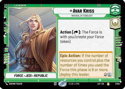 Avar Kriss - Marshal of Starlight (007/264) (007/264) [Legends of the Force] - Fantasy Flight Games - Card Brawlers | Quebec | Canada |