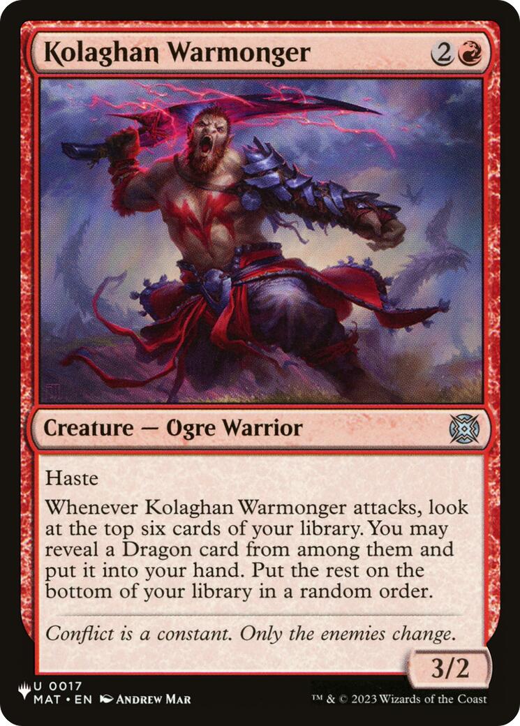 Kolaghan Warmonger [The List] - Magic: The Gathering - Card Brawlers | Quebec | Canada |