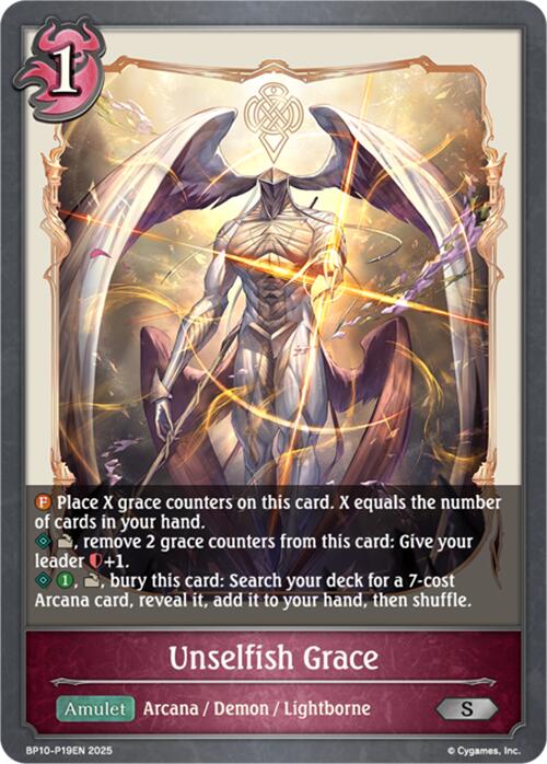 Unselfish Grace - P19 (Foil) (BP10-P19EN) [Gods of the Arcana] - Bushiroad - Card Brawlers | Quebec | Canada |