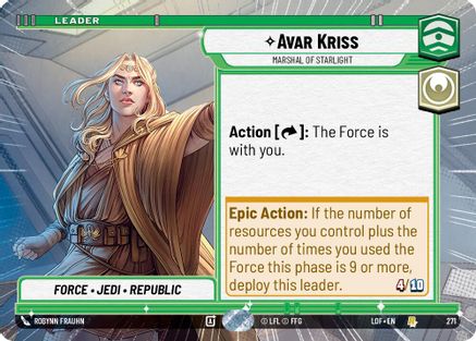 Avar Kriss - Marshal of Starlight (271) (Hyperspace) (271) [Legends of the Force] - Fantasy Flight Games - Card Brawlers | Quebec | Canada |