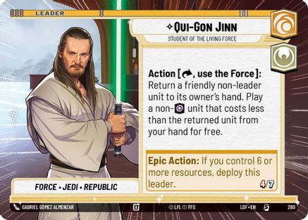 Qui-Gon Jinn - Student of the Living Force (280) (Hyperspace) (280) [Legends of the Force] - Fantasy Flight Games - Card Brawlers | Quebec | Canada |