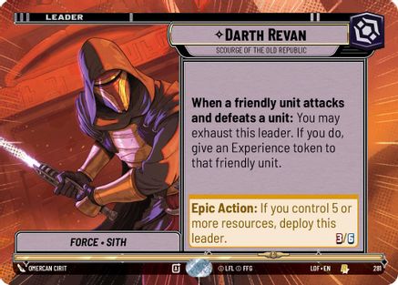 Darth Revan - Scourge of the Old Republic (281) (Hyperspace) (281) [Legends of the Force] - Fantasy Flight Games - Card Brawlers | Quebec | Canada |