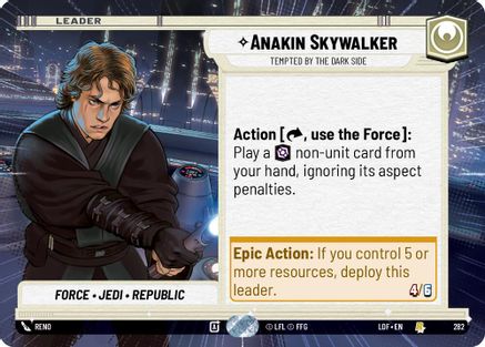 Anakin Skywalker - Tempted by the Dark Side (282) (Hyperspace) (282) [Legends of the Force] - Fantasy Flight Games - Card Brawlers | Quebec | Canada |