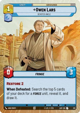 Owen Lars - Devoted Uncle (321) (Hyperspace) (321) [Legends of the Force] - Fantasy Flight Games - Card Brawlers | Quebec | Canada |