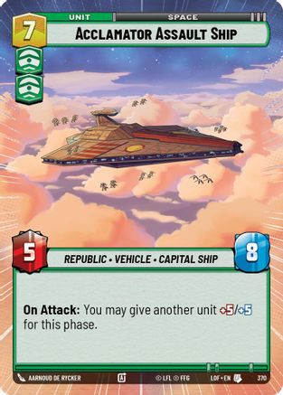Acclamator Assault Ship (370) (Hyperspace) (370) [Legends of the Force] - Fantasy Flight Games - Card Brawlers | Quebec | Canada |