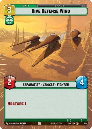 Hive Defense Wing (374) (Hyperspace) (374) [Legends of the Force] - Fantasy Flight Games - Card Brawlers | Quebec | Canada |