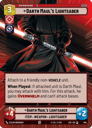 Darth Maul's Lightsaber (404) (Hyperspace) (404) [Legends of the Force] - Fantasy Flight Games - Card Brawlers | Quebec | Canada |
