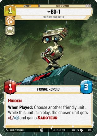 BD-1 - Beep Boo Boo Bweep (455) (Hyperspace) (455) [Legends of the Force] - Fantasy Flight Games - Card Brawlers | Quebec | Canada |