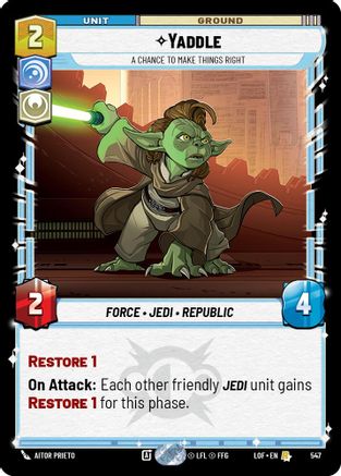 Yaddle - A Chance To Make Things Right (547) (Foil) (547) [Legends of the Force] - Fantasy Flight Games - Card Brawlers | Quebec | Canada |