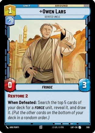 Owen Lars - Devoted Uncle (559) (Foil) (559) [Legends of the Force] - Fantasy Flight Games - Card Brawlers | Quebec | Canada |