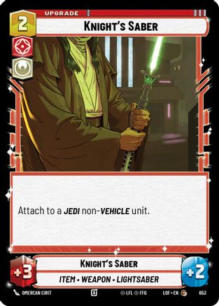 Knight's Saber (653) (Foil) (653) [Legends of the Force] - Fantasy Flight Games - Card Brawlers | Quebec | Canada |