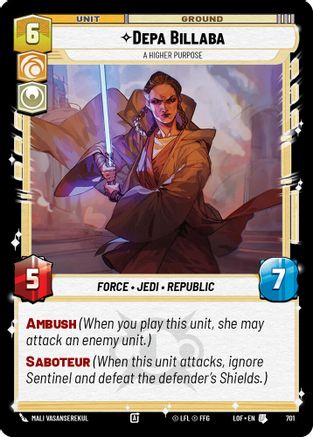 Depa Billaba - A Higher Purpose (701) (Foil) (701) [Legends of the Force] - Fantasy Flight Games - Card Brawlers | Quebec | Canada |