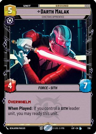 Darth Malak - Covetous Apprentice (736) (Foil) (736) [Legends of the Force] - Fantasy Flight Games - Card Brawlers | Quebec | Canada |