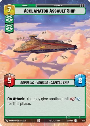 Acclamator Assault Ship (846) (Hyperspace Foil) (846) [Legends of the Force] - Fantasy Flight Games - Card Brawlers | Quebec | Canada |