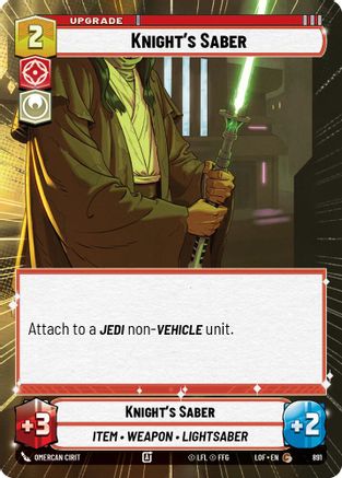 Knight's Saber (891) (Hyperspace Foil) (891) [Legends of the Force] - Fantasy Flight Games - Card Brawlers | Quebec | Canada |