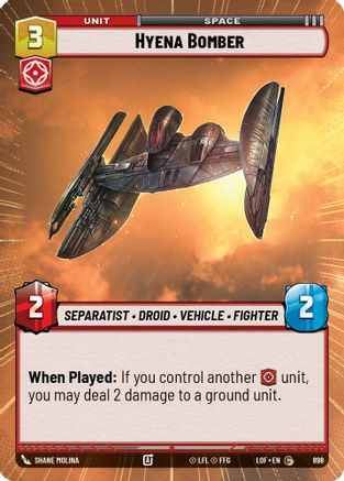 Hyena Bomber (898) (Hyperspace Foil) (898) [Legends of the Force] - Fantasy Flight Games - Card Brawlers | Quebec | Canada |