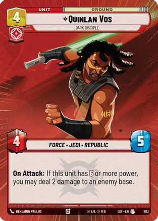 Quinlan Vos - Dark Disciple (903) (Hyperspace Foil) (903) [Legends of the Force] - Fantasy Flight Games - Card Brawlers | Quebec | Canada |