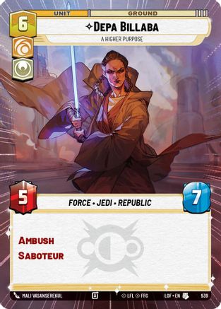 Depa Billaba - A Higher Purpose (939) (Hyperspace Foil) (939) [Legends of the Force] - Fantasy Flight Games - Card Brawlers | Quebec | Canada |