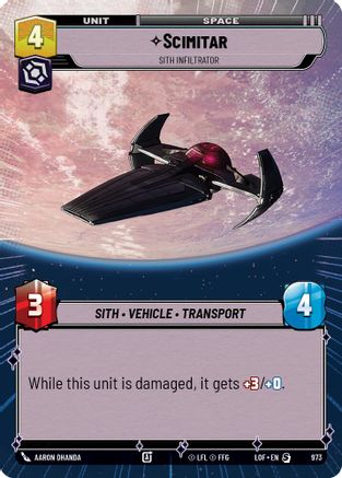 Scimitar - Sith Infiltrator (973) (Hyperspace Foil) (973) [Legends of the Force] - Fantasy Flight Games - Card Brawlers | Quebec | Canada |
