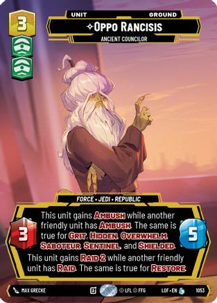 Oppo Rancisis - Ancient Councilor (1053) (Prestige) (1053) [Legends of the Force] - Fantasy Flight Games - Card Brawlers | Quebec | Canada |