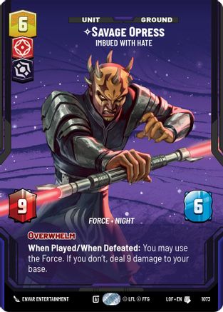 Savage Opress - Imbued With Hate (1073) (Prestige Foil) (1073) [Legends of the Force] - Fantasy Flight Games - Card Brawlers | Quebec | Canada |