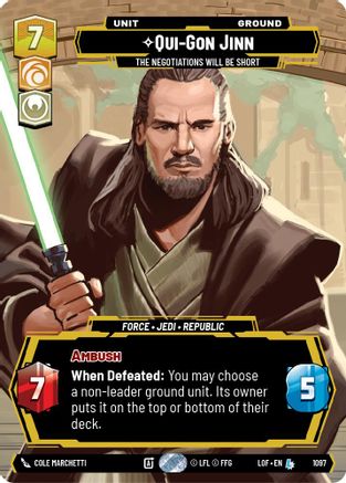 Qui-Gon Jinn - The Negotiations Will Be Short (1097) (Prestige Foil) (1097) [Legends of the Force] - Fantasy Flight Games - Card Brawlers | Quebec | Canada |