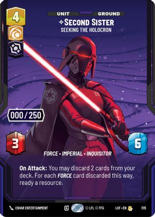Second Sister - Seeking the Holocron (1115) (Serialized) (1115) [Legends of the Force] - Fantasy Flight Games - Card Brawlers | Quebec | Canada |