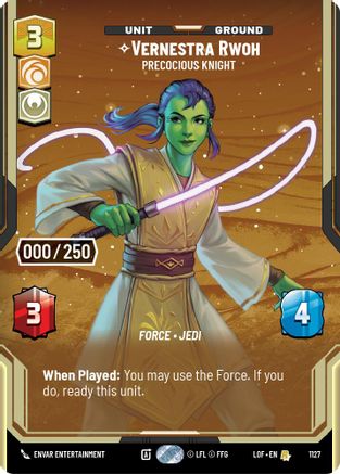 Vernestra Rwoh - Precocious Knight (1127) (Serialized) (1127) [Legends of the Force] - Fantasy Flight Games - Card Brawlers | Quebec | Canada |