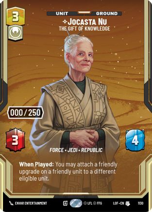Jocasta Nu - The Gift of Knowledge (1130) (Serialized) (1130) [Legends of the Force] - Fantasy Flight Games - Card Brawlers | Quebec | Canada |