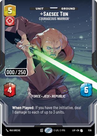 Saesee Tiin - Courageous Warrior (1136) (Serialized) (1136) [Legends of the Force] - Fantasy Flight Games - Card Brawlers | Quebec | Canada |