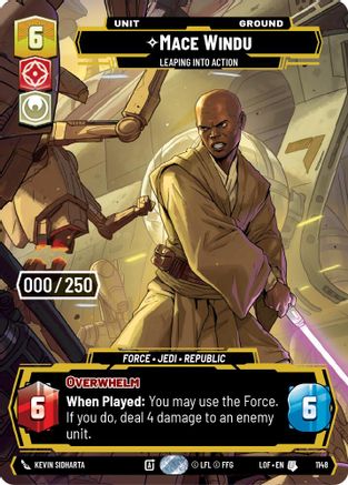 Mace Windu - Leaping into Action (1148) (Serialized) (1148) [Legends of the Force] - Fantasy Flight Games - Card Brawlers | Quebec | Canada |